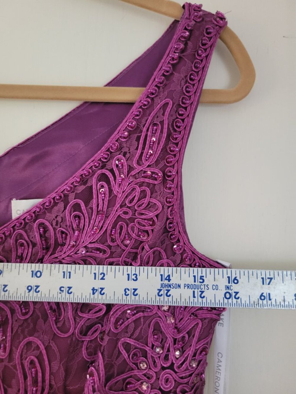 Cameron Blake 116654 Beaded Lace Chiffon Gown Dark Raspberry MOB Formal Sz 6 - Picture 8 of 10